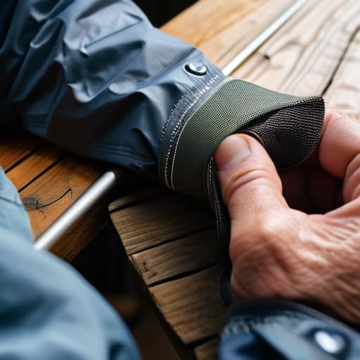 Mending technical outerwear before the next storm hits.